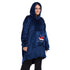 Snuggs Blanket Hoodie Dark Blue Christmas Ho Ho Ho Pocket